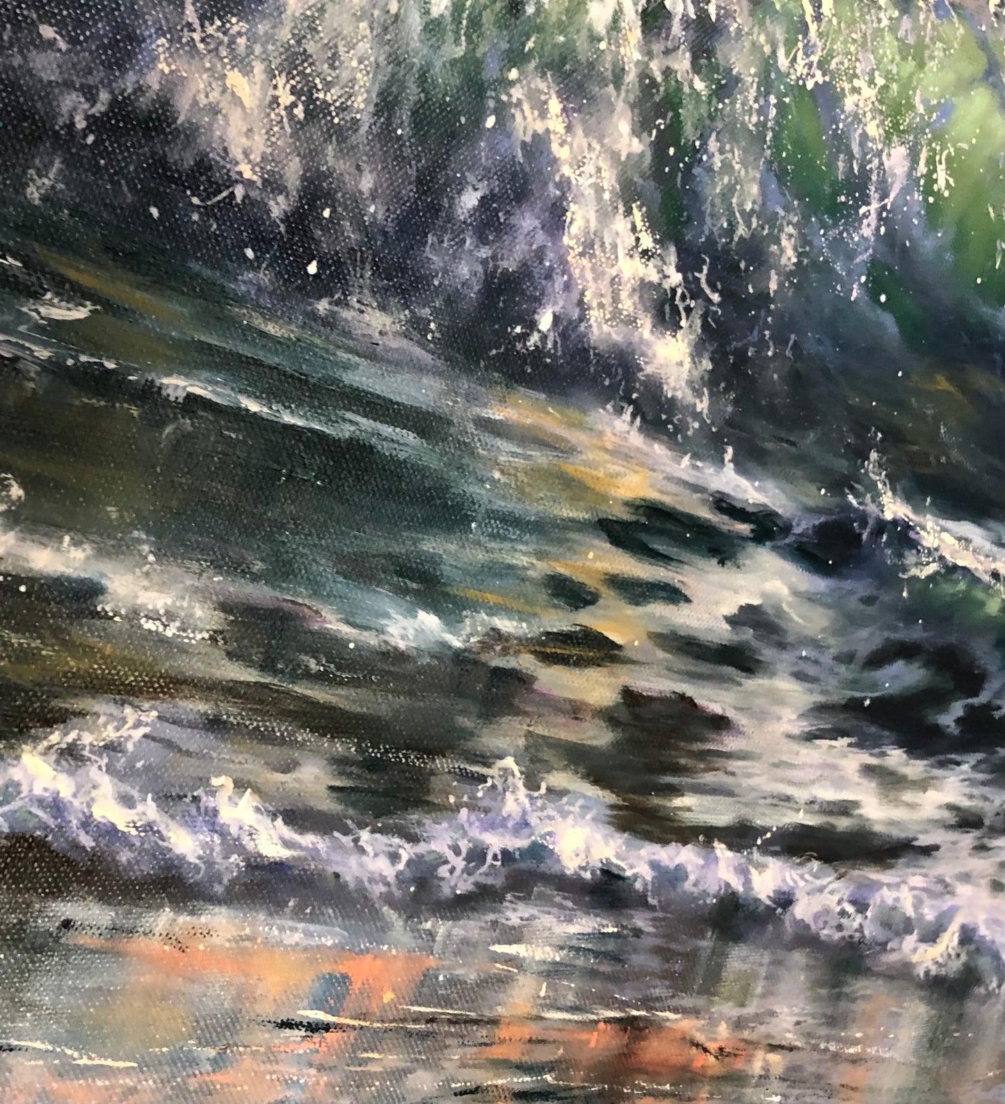 Roaring Emeralds, 61x76 cm, original oil painting