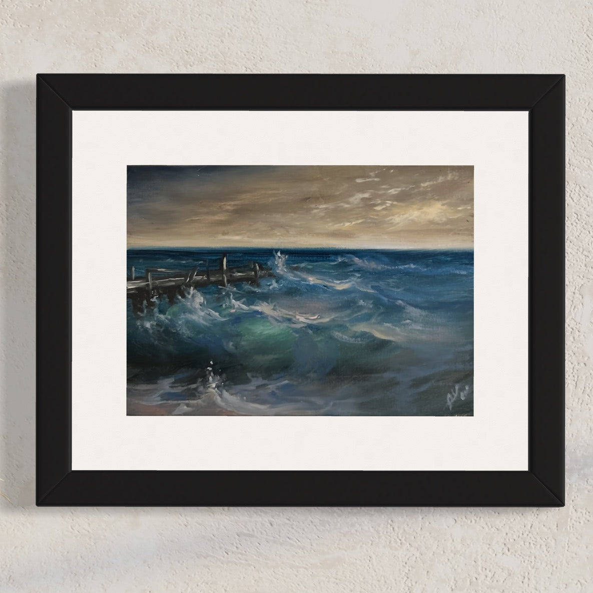 Breaking Dusk I, 13x18 cm, original seascape oil painting