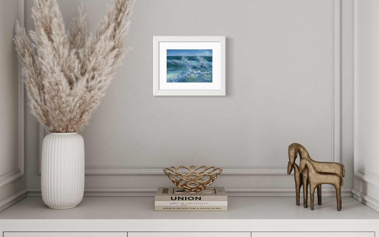 Racing Waves, 13x18 cm, original seascape oil painting