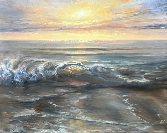 Glimmering Horizon, 41x51 cm, original oil painting, seascape