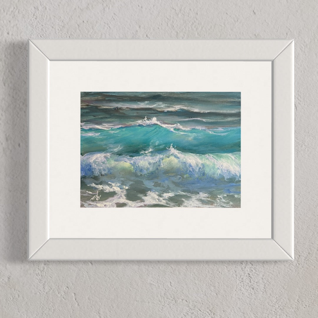 Rolling into Summer, 13x18 cm, original seascape oil painting
