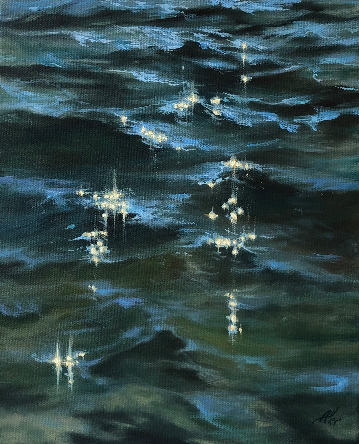 Sea Glitter, 30.5x25.5 cm, original oil painting, seascape