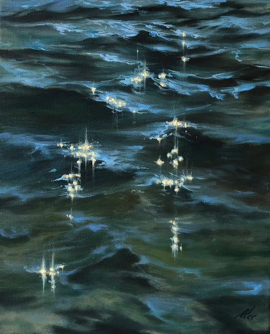 Sea Glitter, 30.5x25.5 cm, original oil painting, seascape