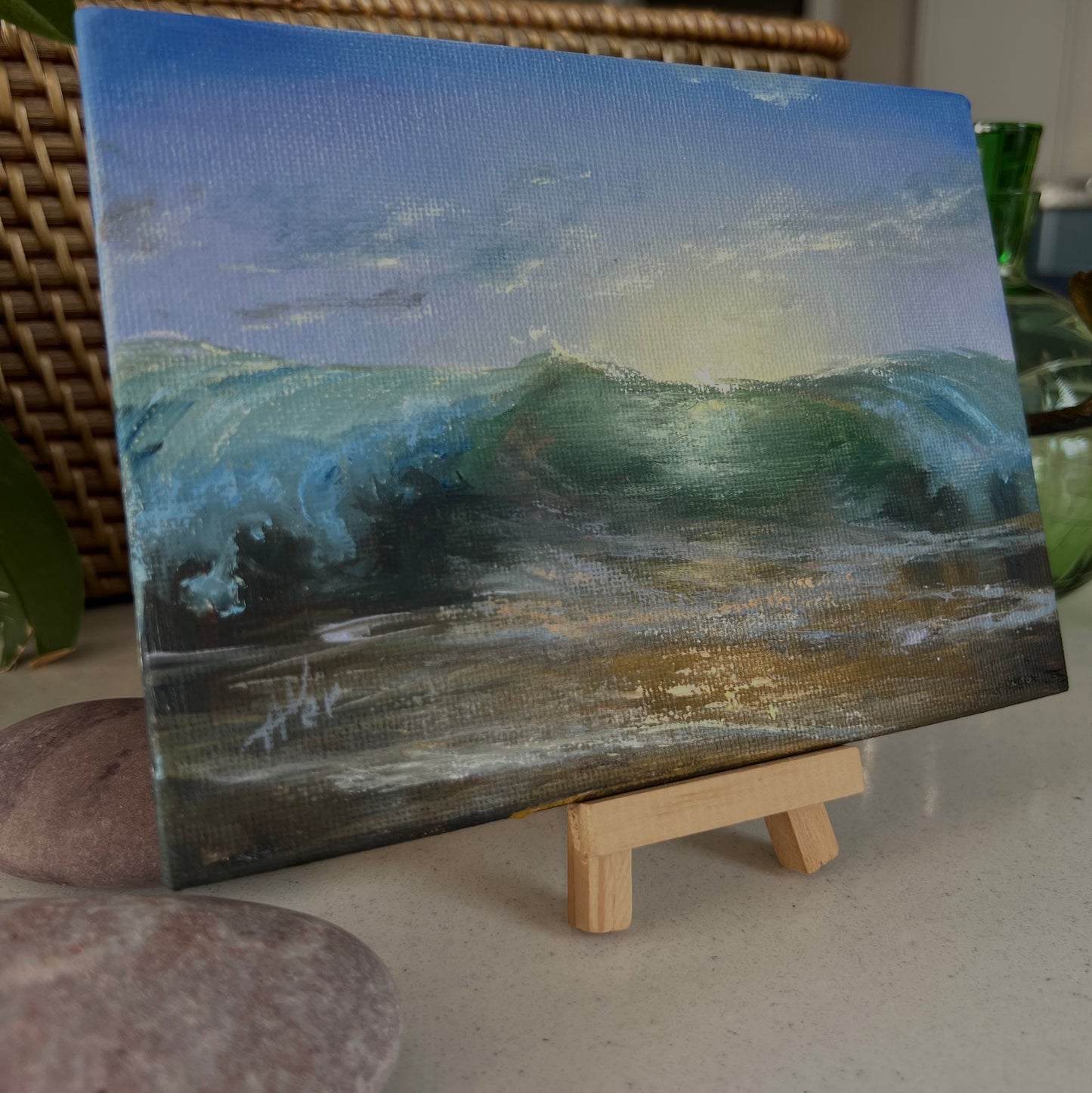 Rising Together, 13x18 cm, original seascape, oil painting