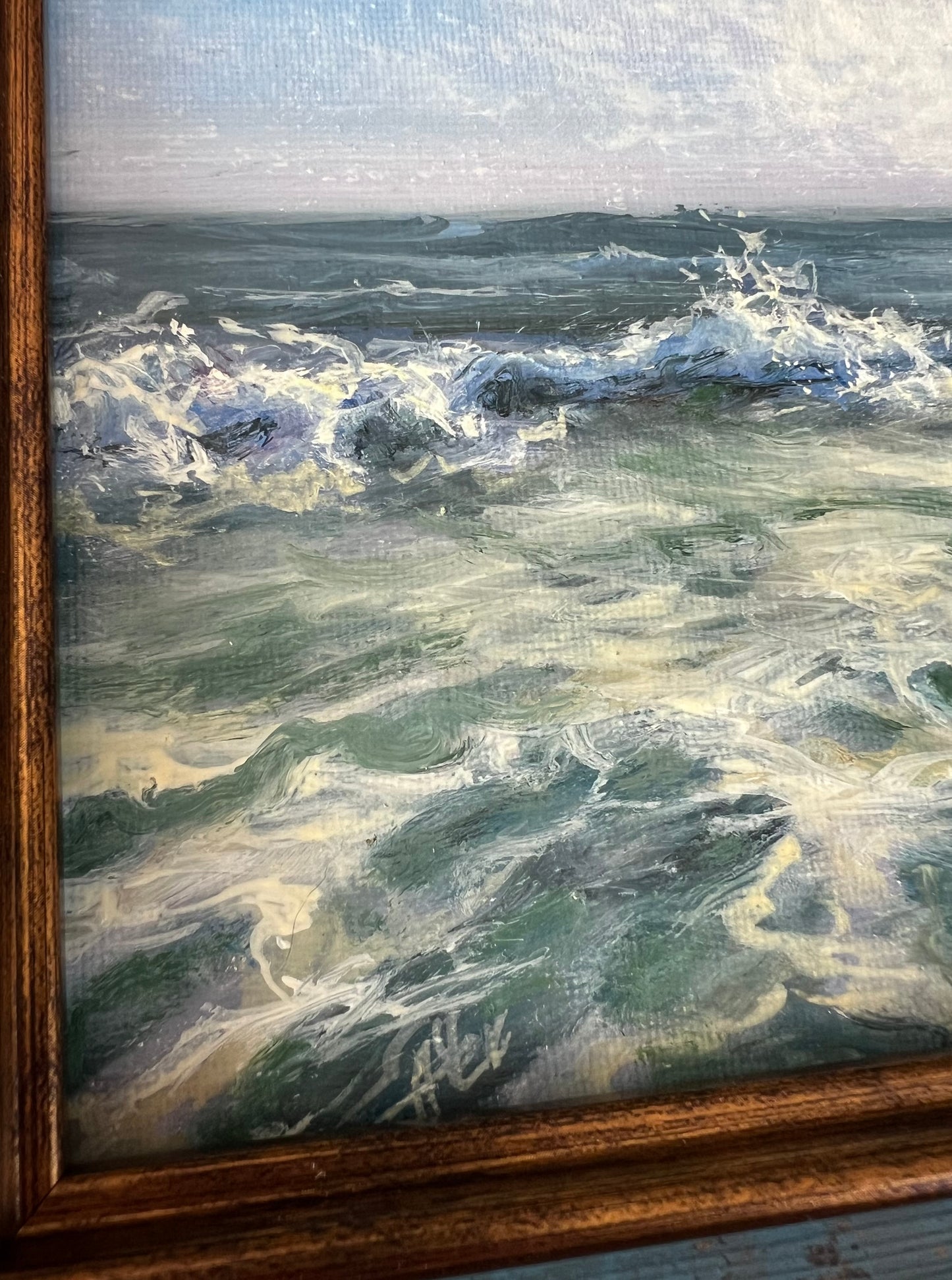 By the Old Pier II, 13x18cm, original seascape oil painting