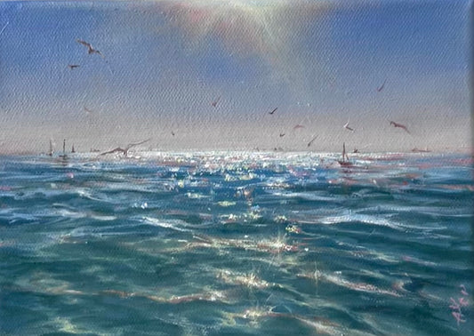 Low Tide, 13x18 cm, original seascape, oil painting