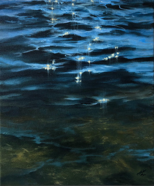 Gentle Sunsparkles, 30.5x25.5 cm, original oil painting, seascape