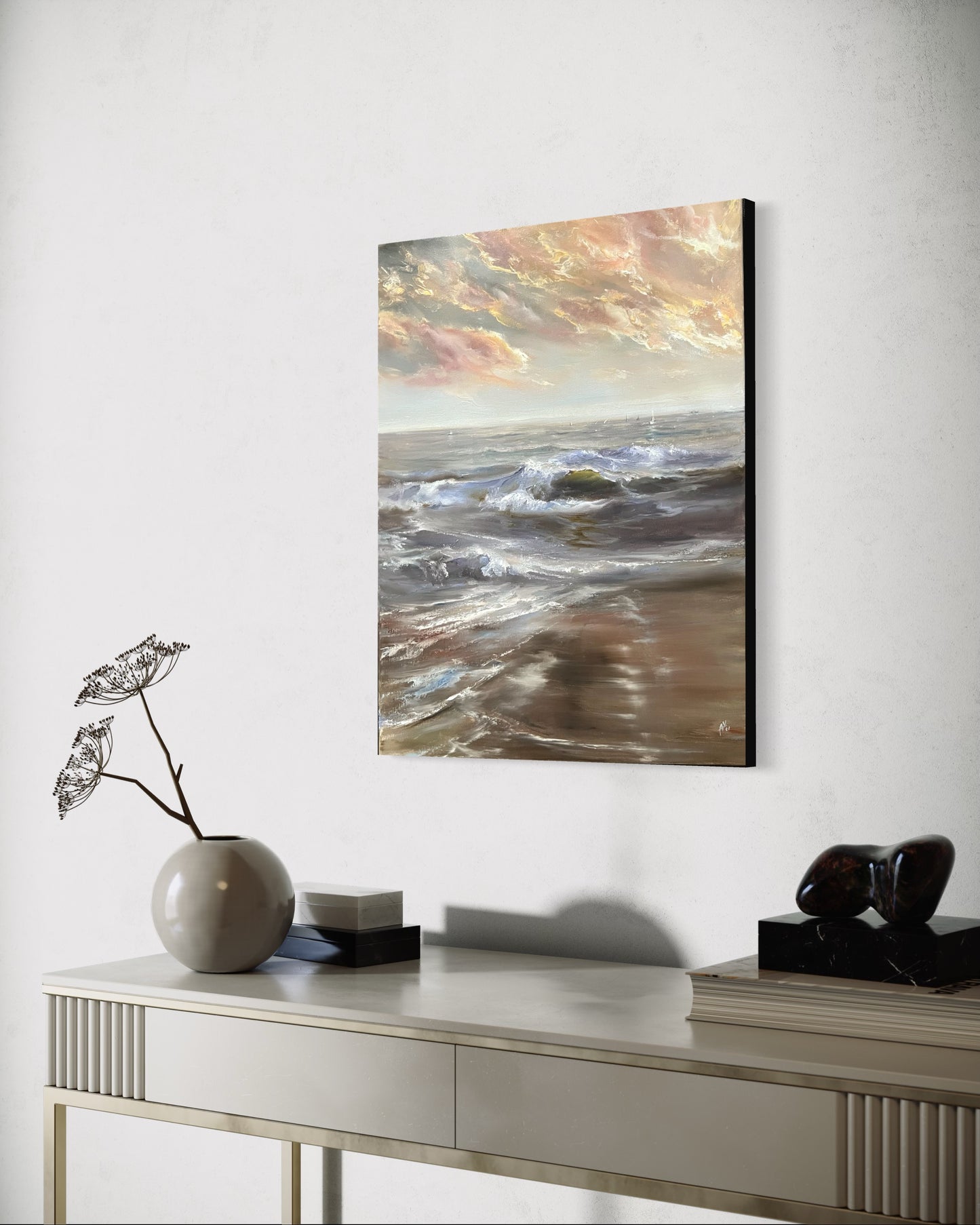 Blurry Skies , original oil painting, seascape