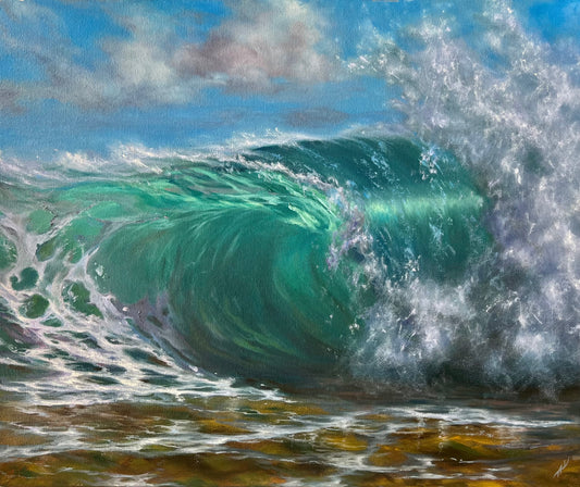 Crystal Clear, 50x60 cm, original oil ocean painting