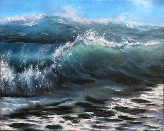 Sea-glass, 40x50 cm, original oil painting, seascape