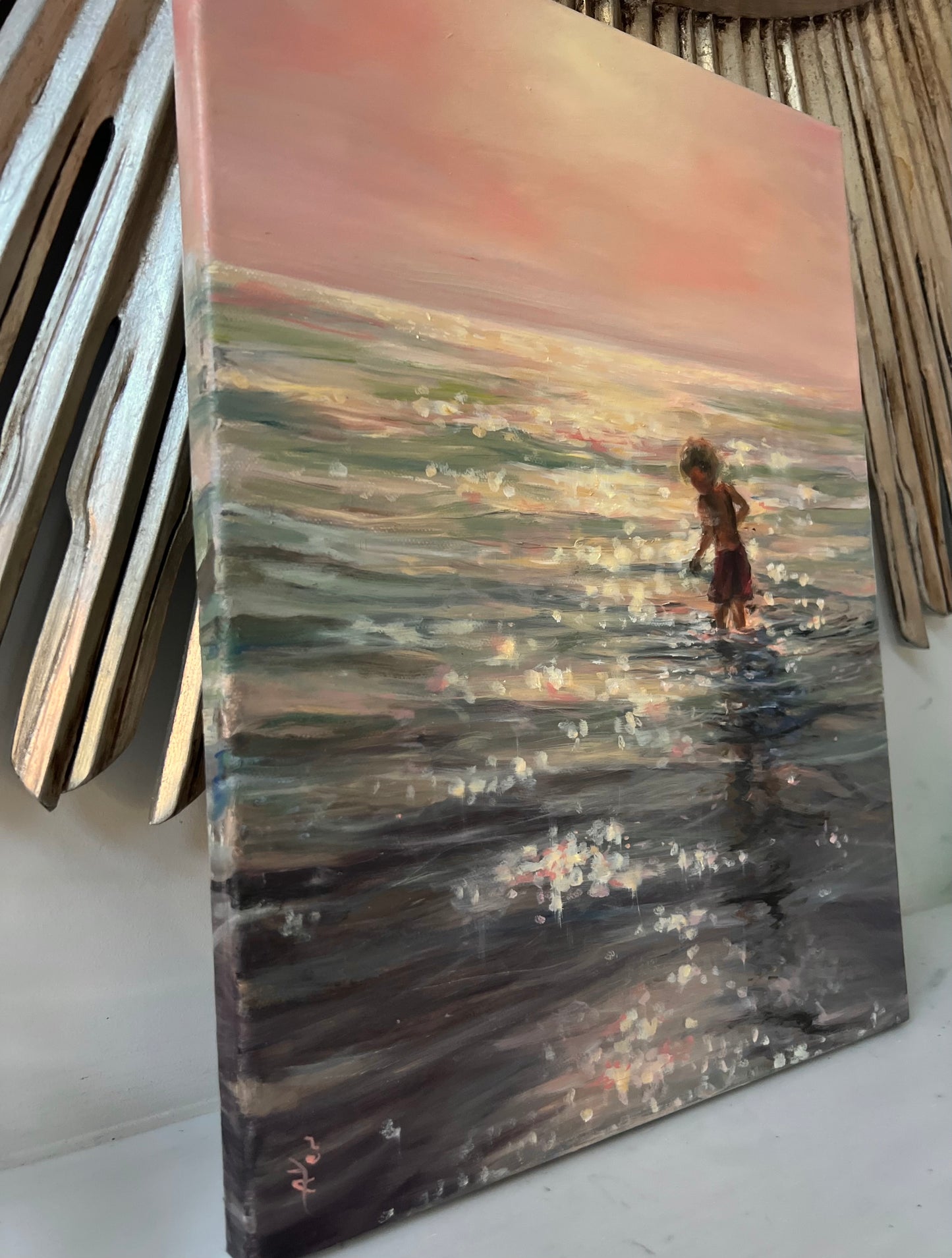 Sunlit, 40x30cm, linen, original oil painting, seascape