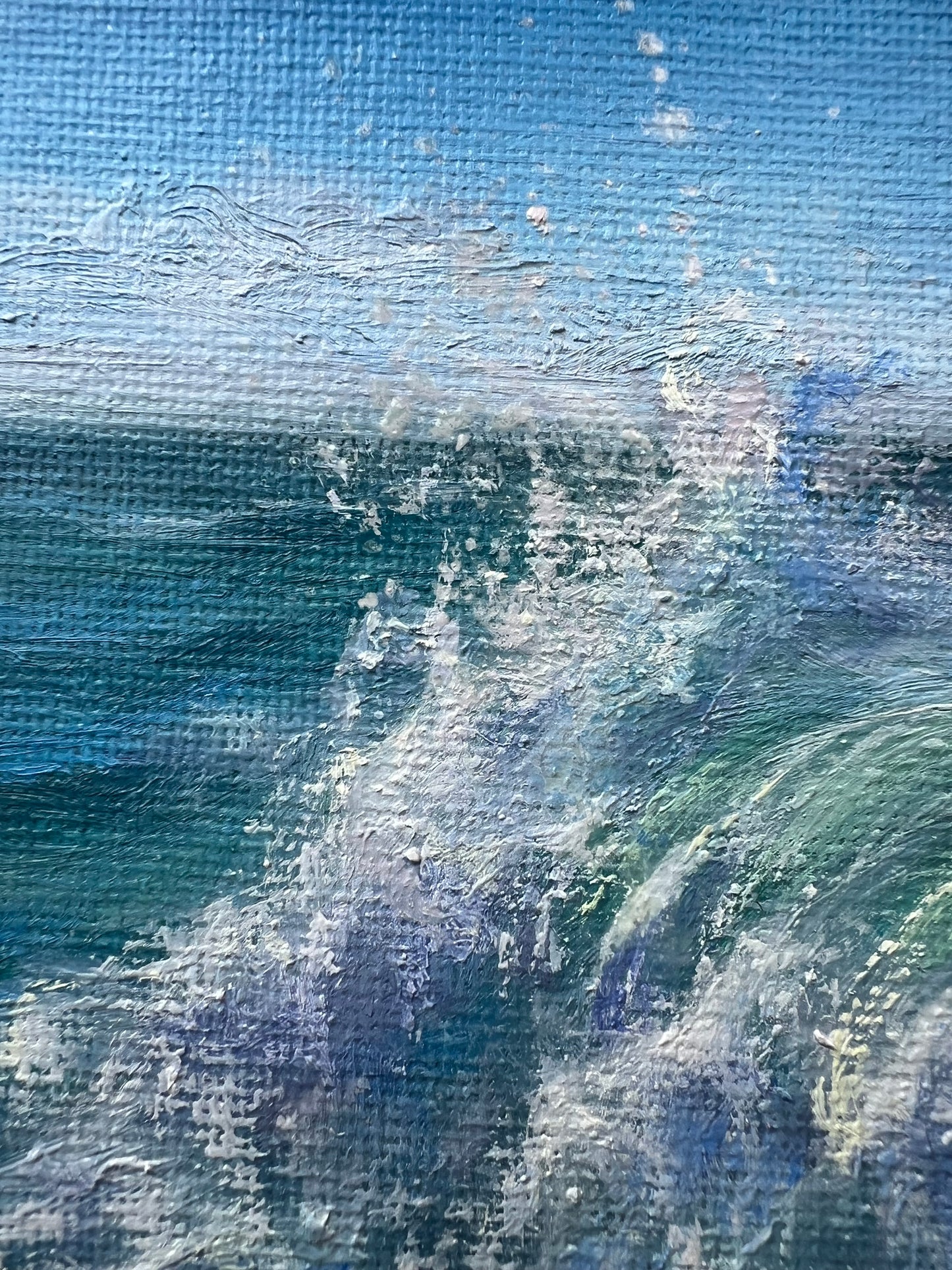 Racing Waves, 13x18 cm, original seascape oil painting
