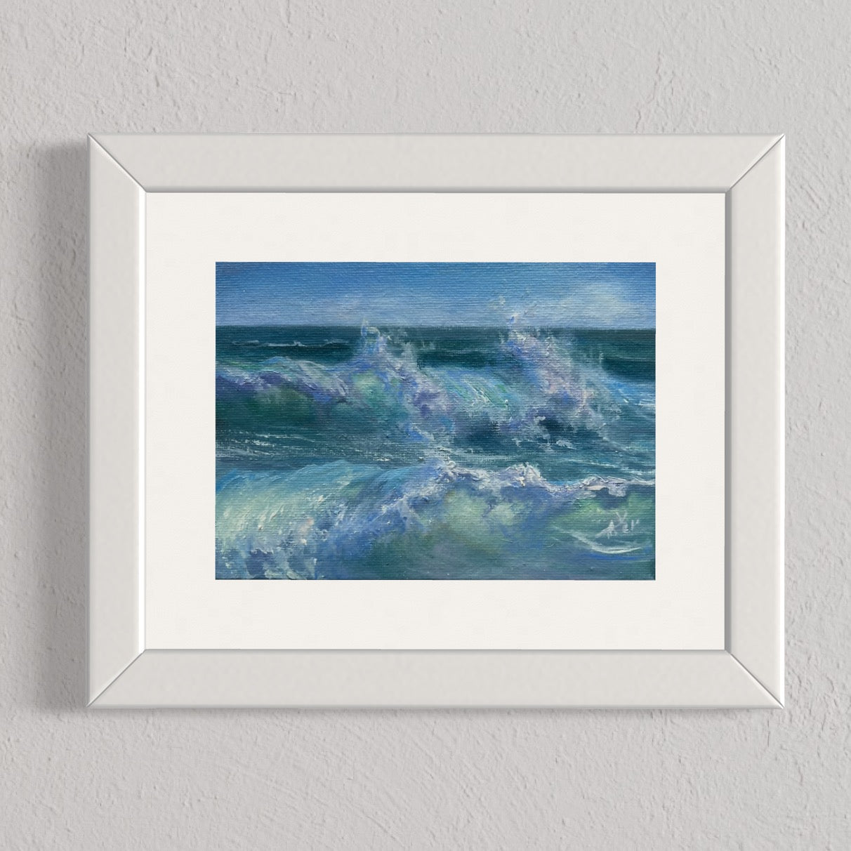 Racing Waves, 13x18 cm, original seascape oil painting