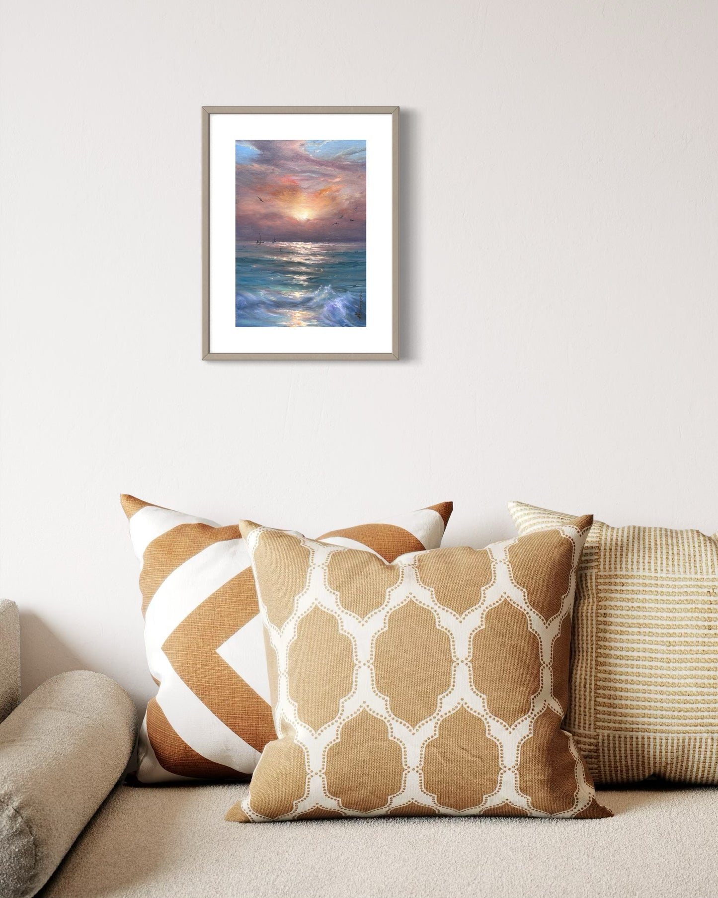 New Dawn, 30x22 cm, original seascape oil painting