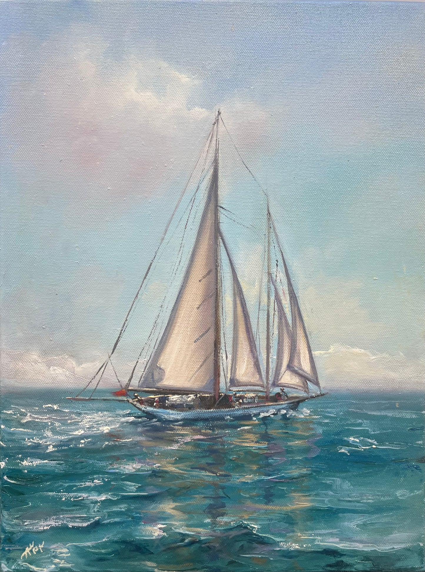 Off she goes, 30x40 cm, original oil painting, seascape