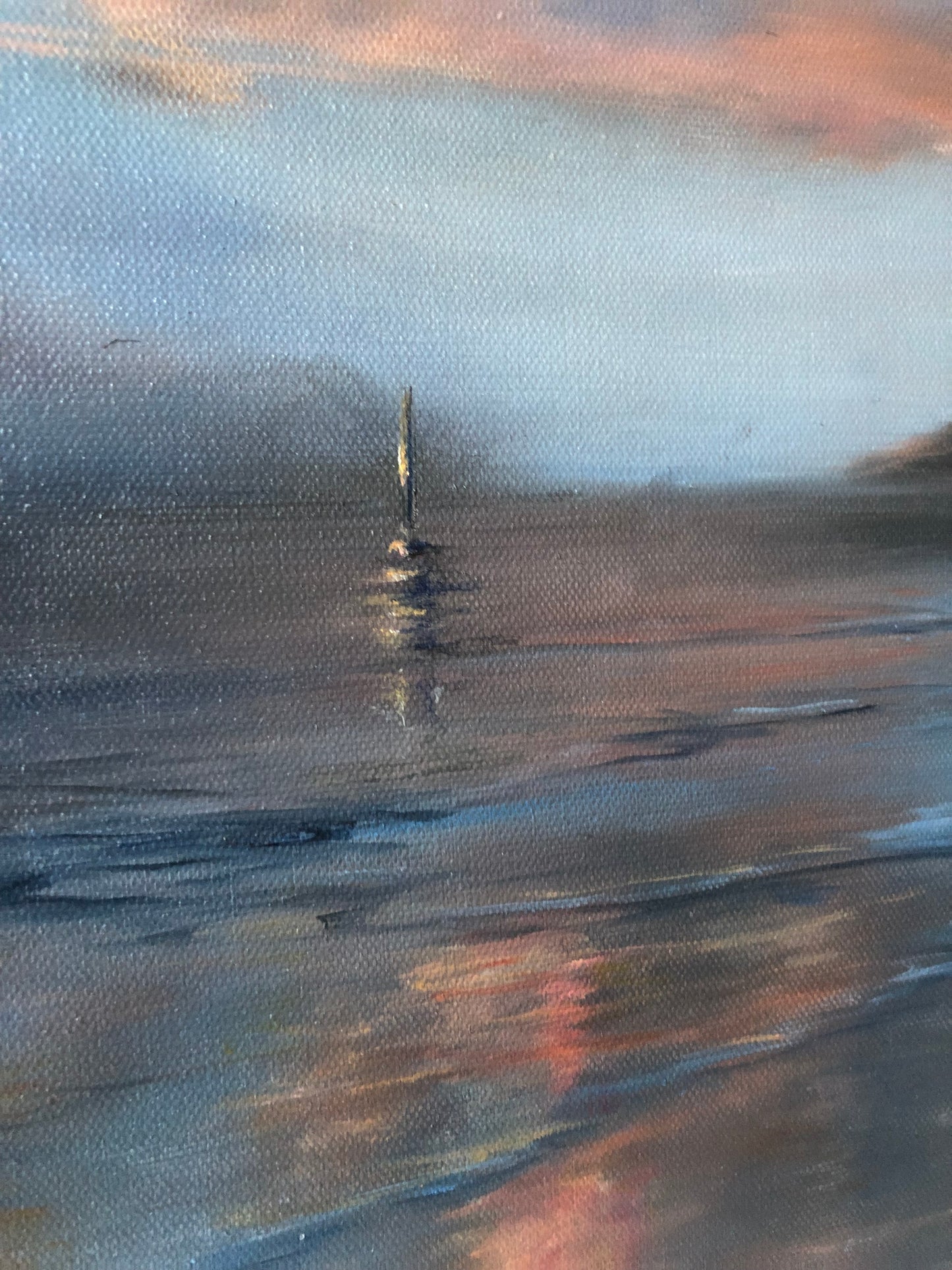 Hazy Bay, original oil painting, seascape