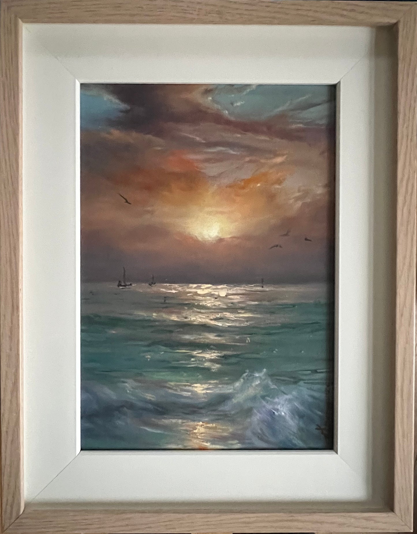 New Dawn, 30x22 cm, original seascape oil painting