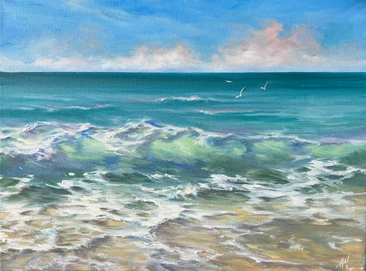 Soft Waves, 30x40 cm, original oil painting, seascape
