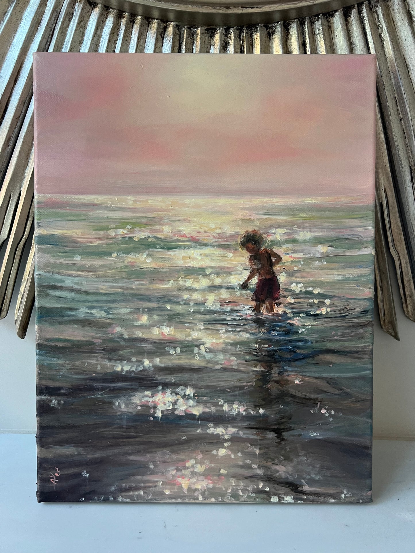 Sunlit, 40x30cm, linen, original oil painting, seascape