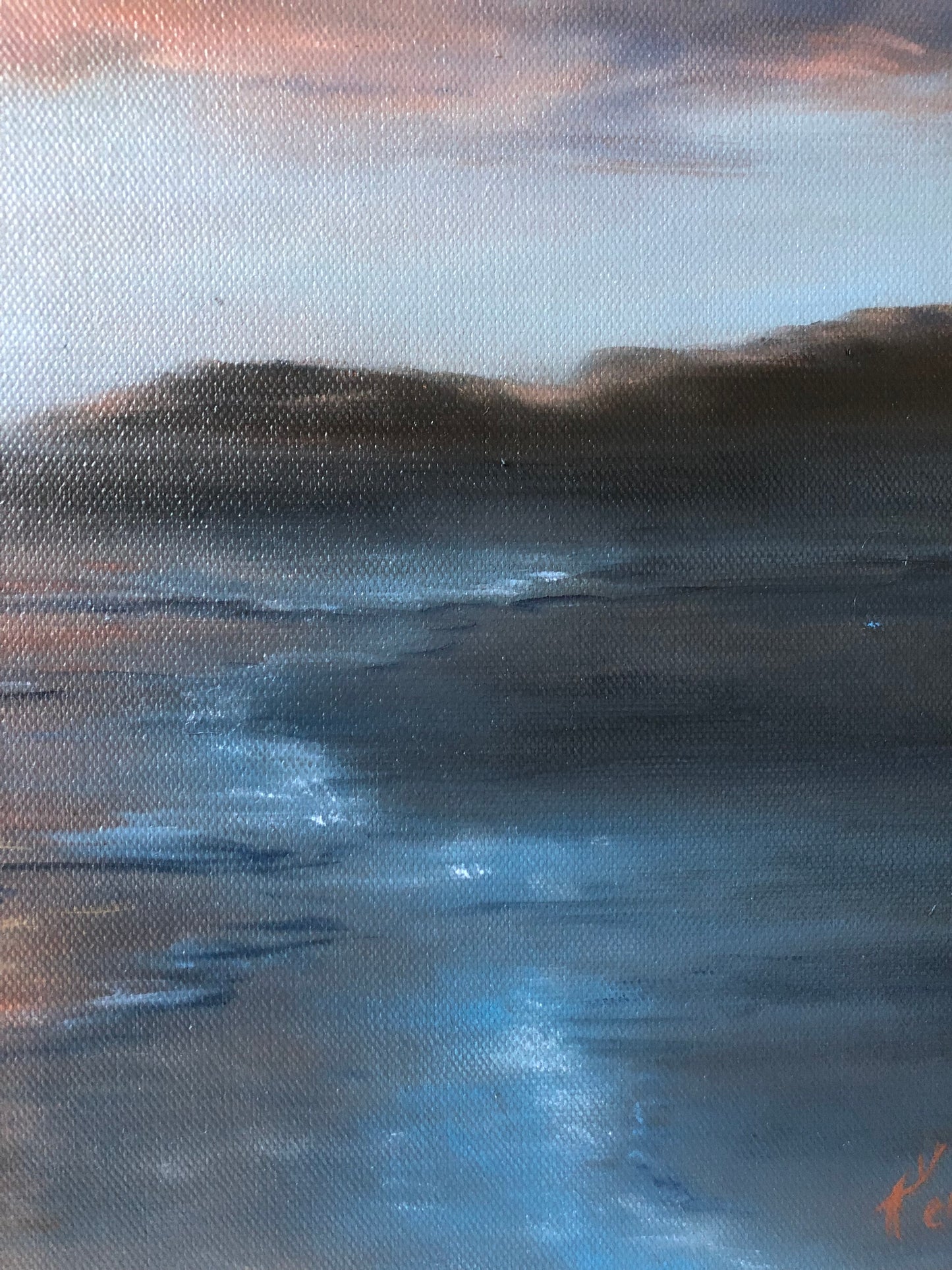Hazy Bay, original oil painting, seascape
