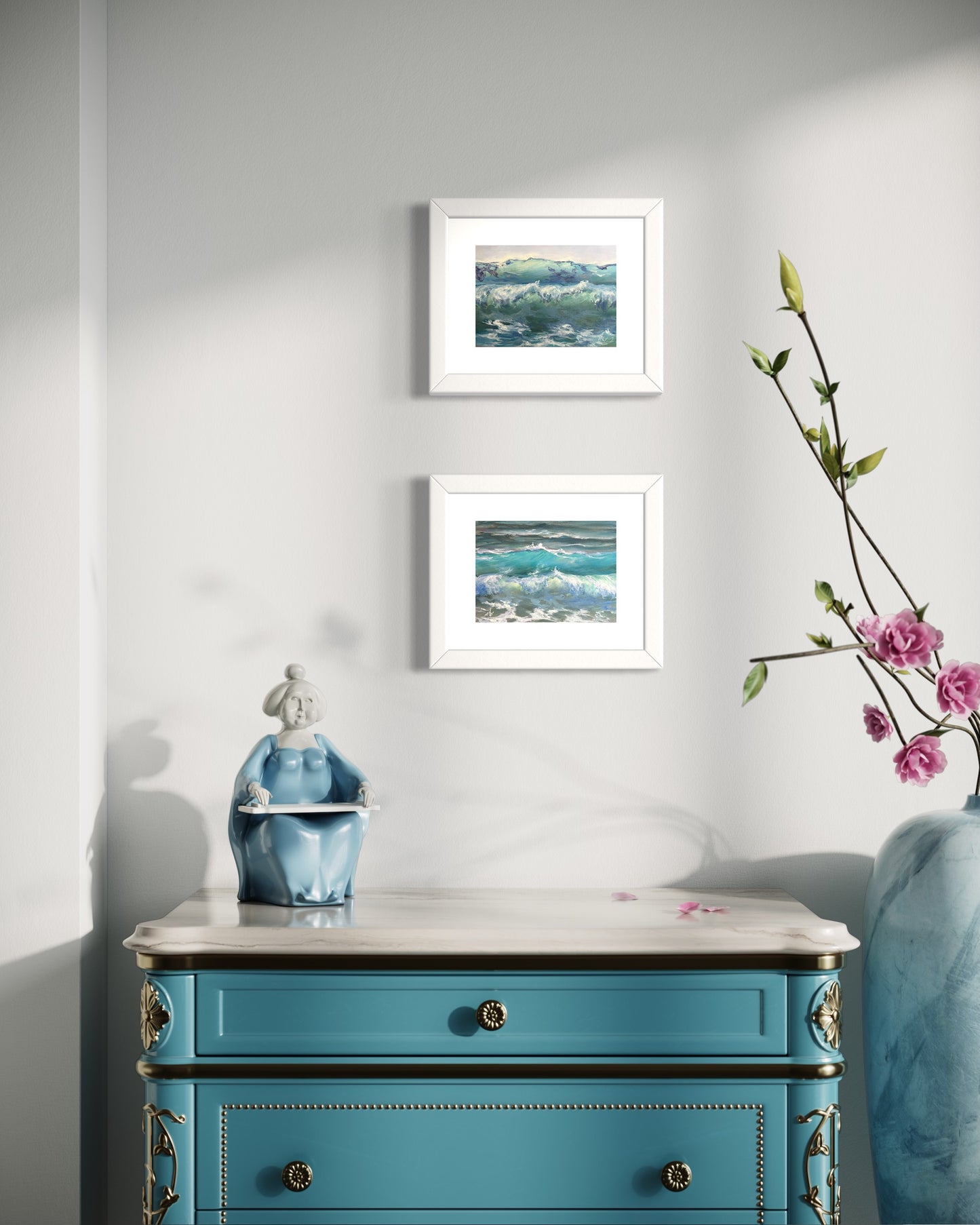 Rolling into Summer, 13x18 cm, original seascape oil painting