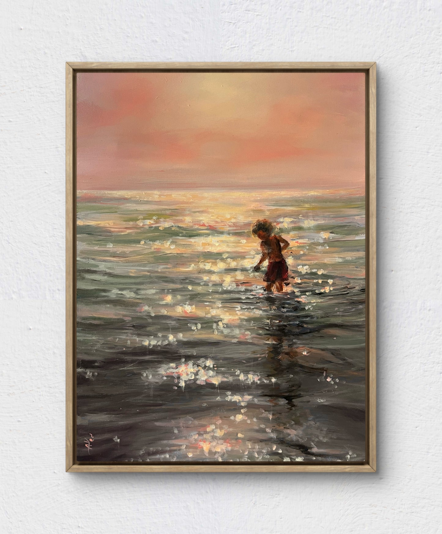 Sunlit, 40x30cm, linen, original oil painting, seascape