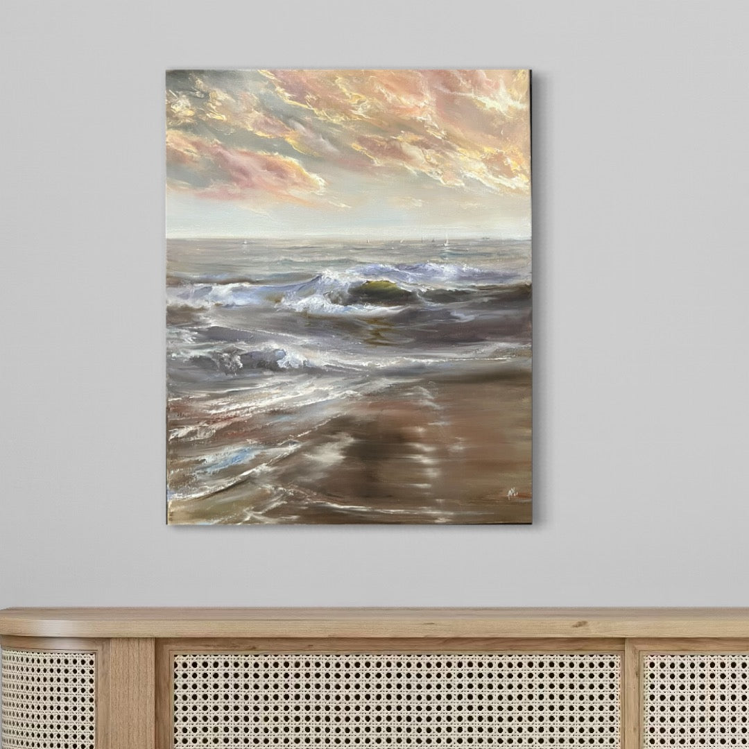 Blurry Skies , original oil painting, seascape