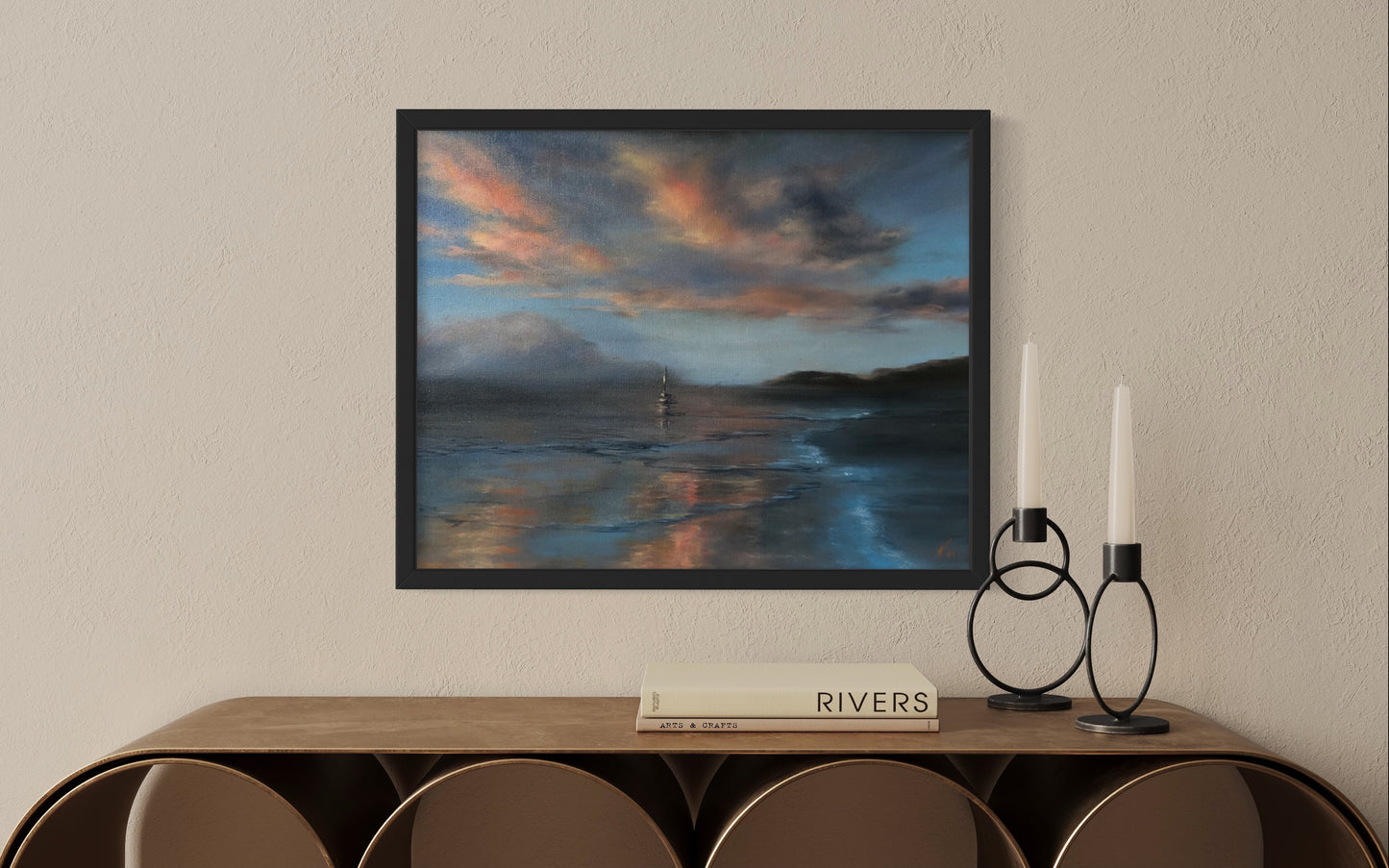 Hazy Bay, original oil painting, seascape