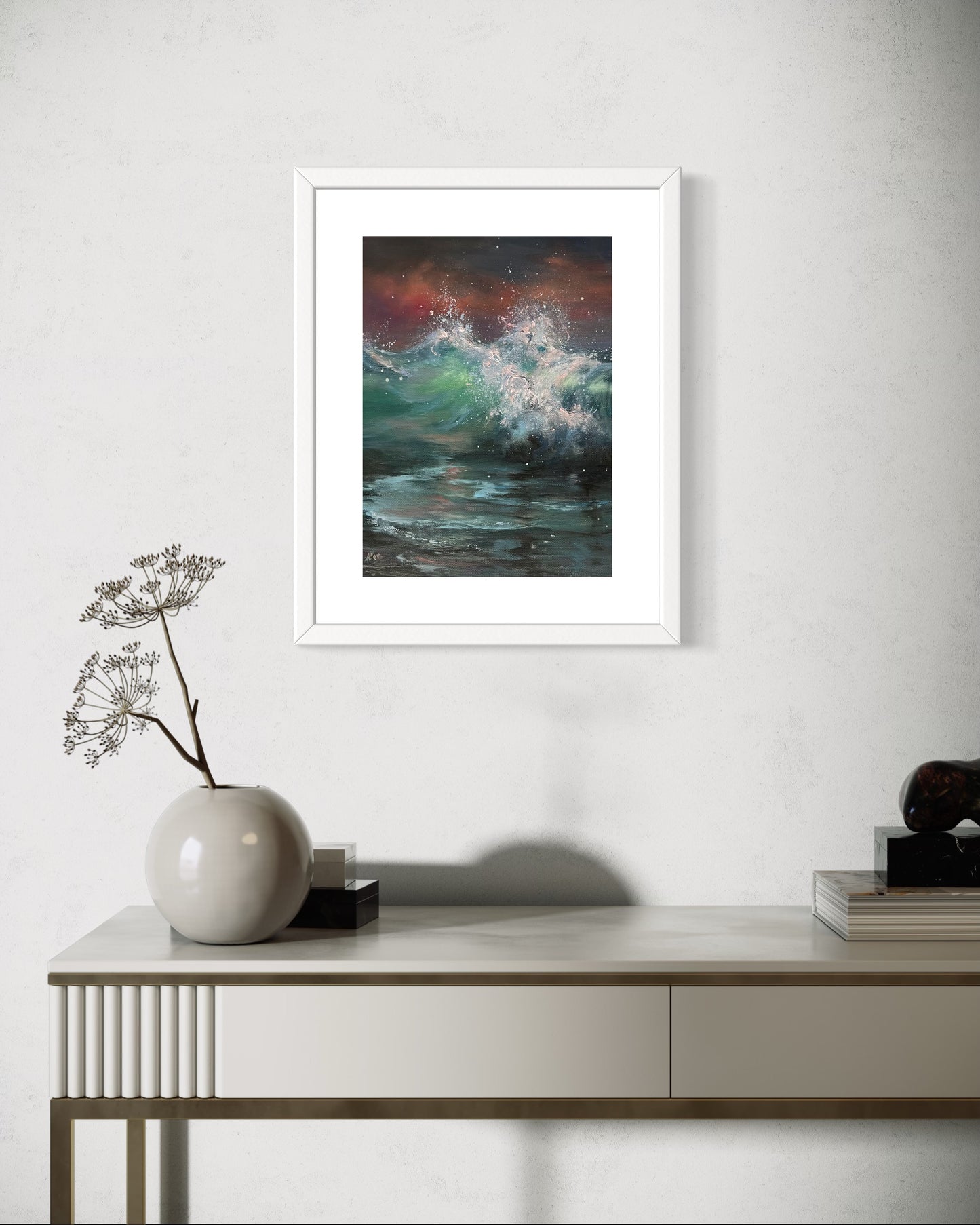 August Dawn, 30x22 cm, original seascape oil painting