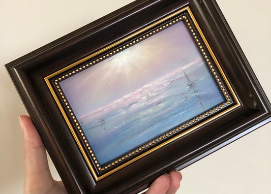Glorious Morning, 8x12 cm, original seascape oil painting