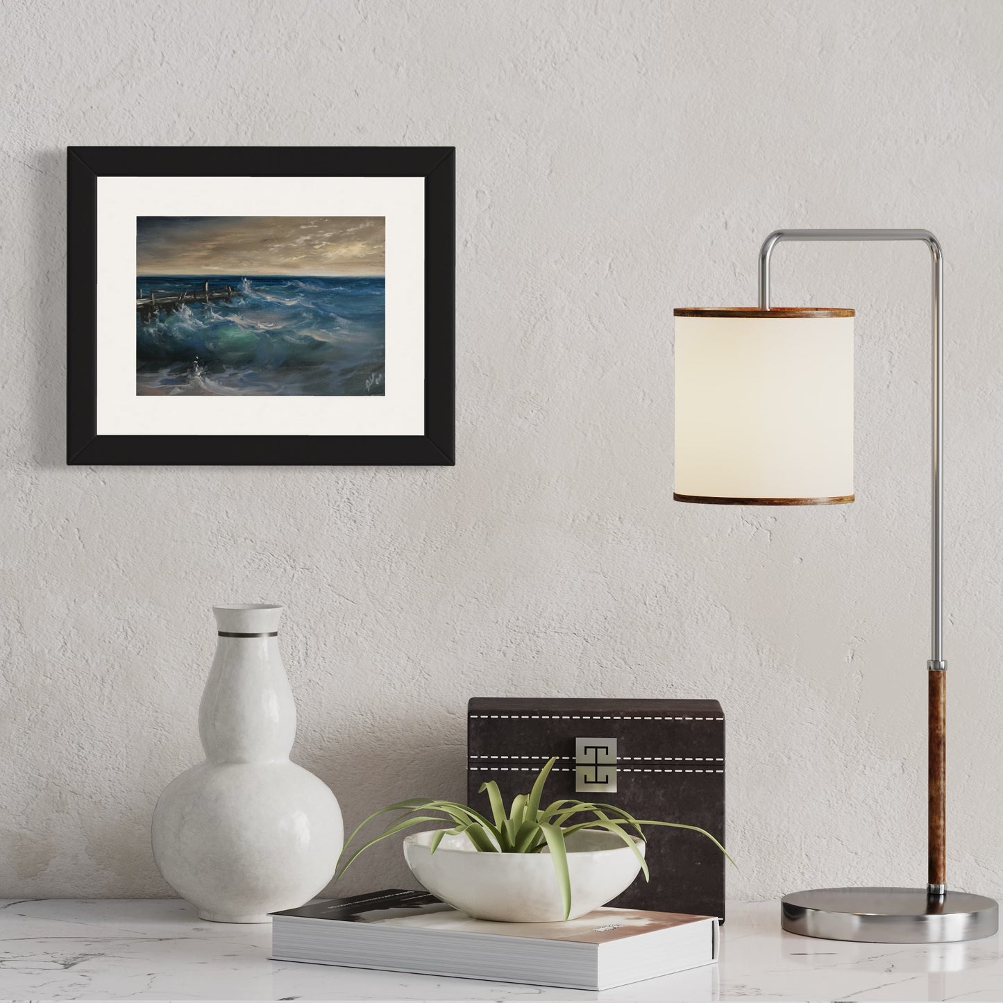 Breaking Dusk I, 13x18 cm, original seascape oil painting