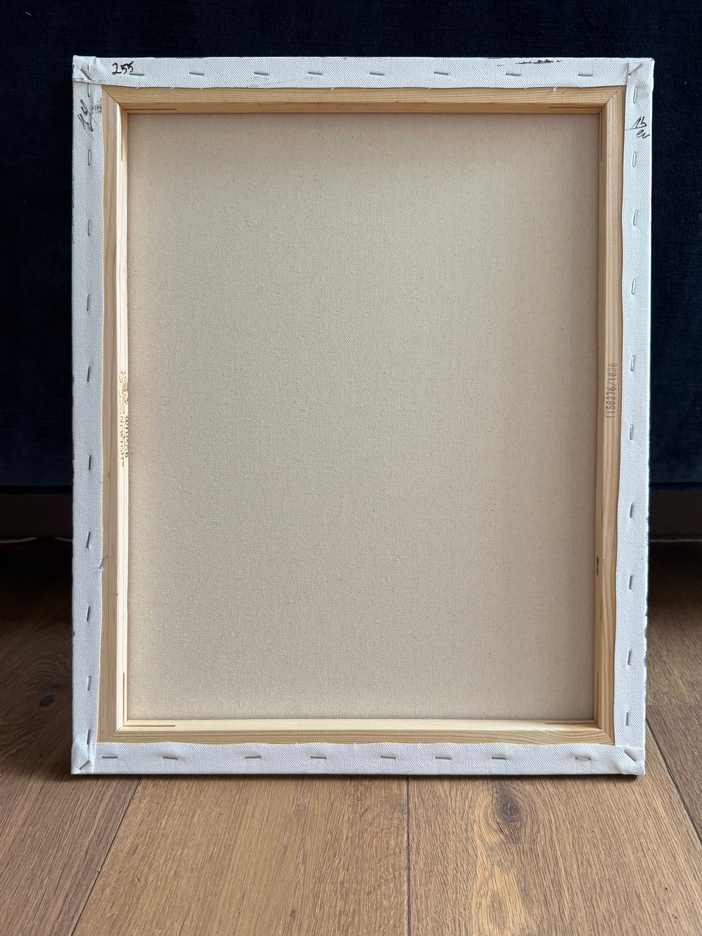 Dog walking on a hazy beach, 41x51 cm, original oil painting, seascape