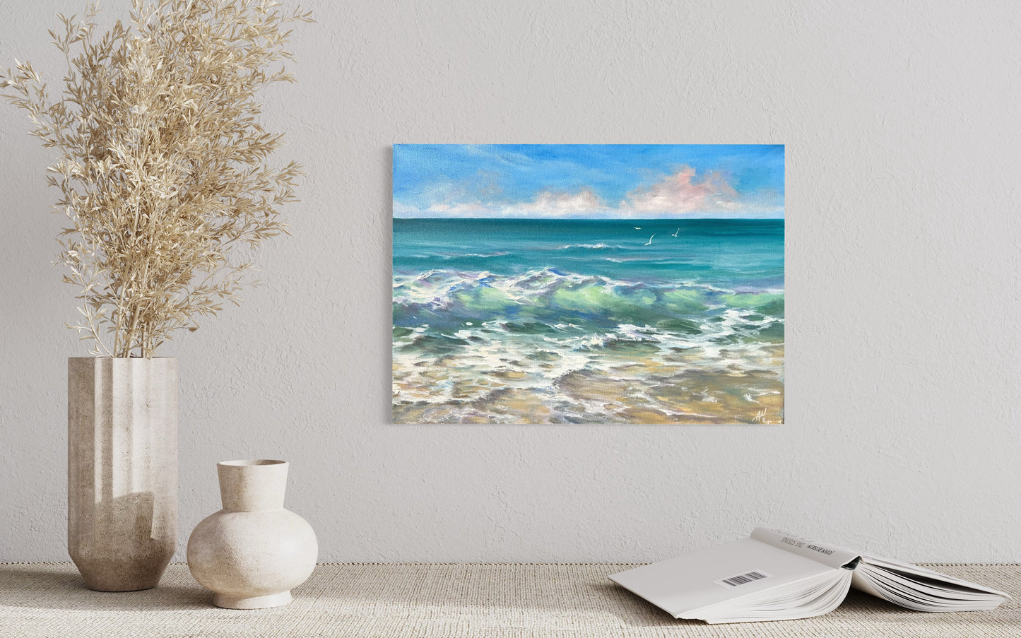 Soft Waves, original oil painting, seascape