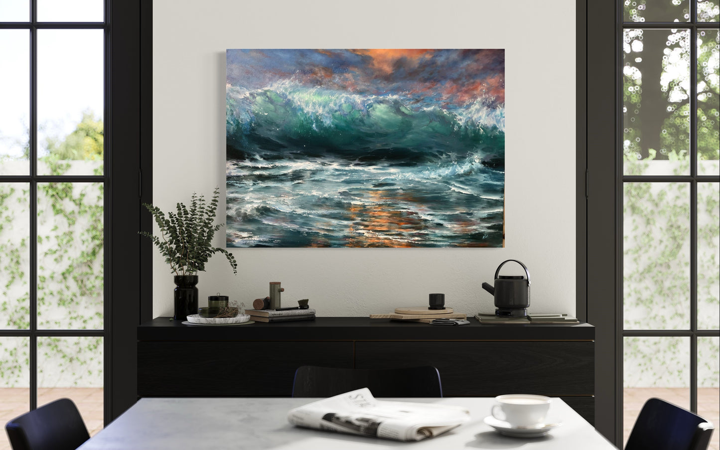 stormy sea oil painting