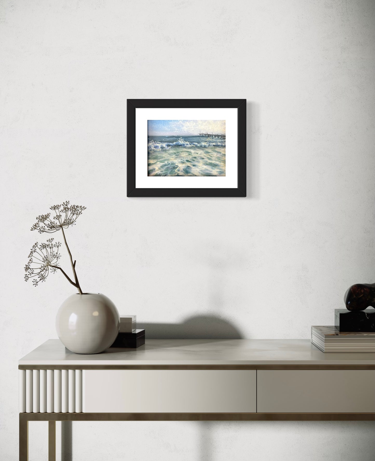 By the Old Pier II, 13x18cm, original seascape oil painting