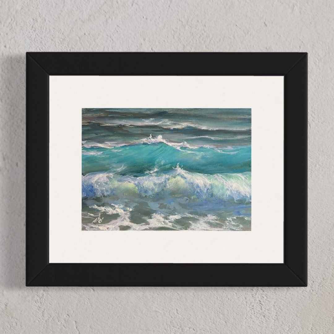 Rolling into Summer, 13x18 cm, original seascape oil painting