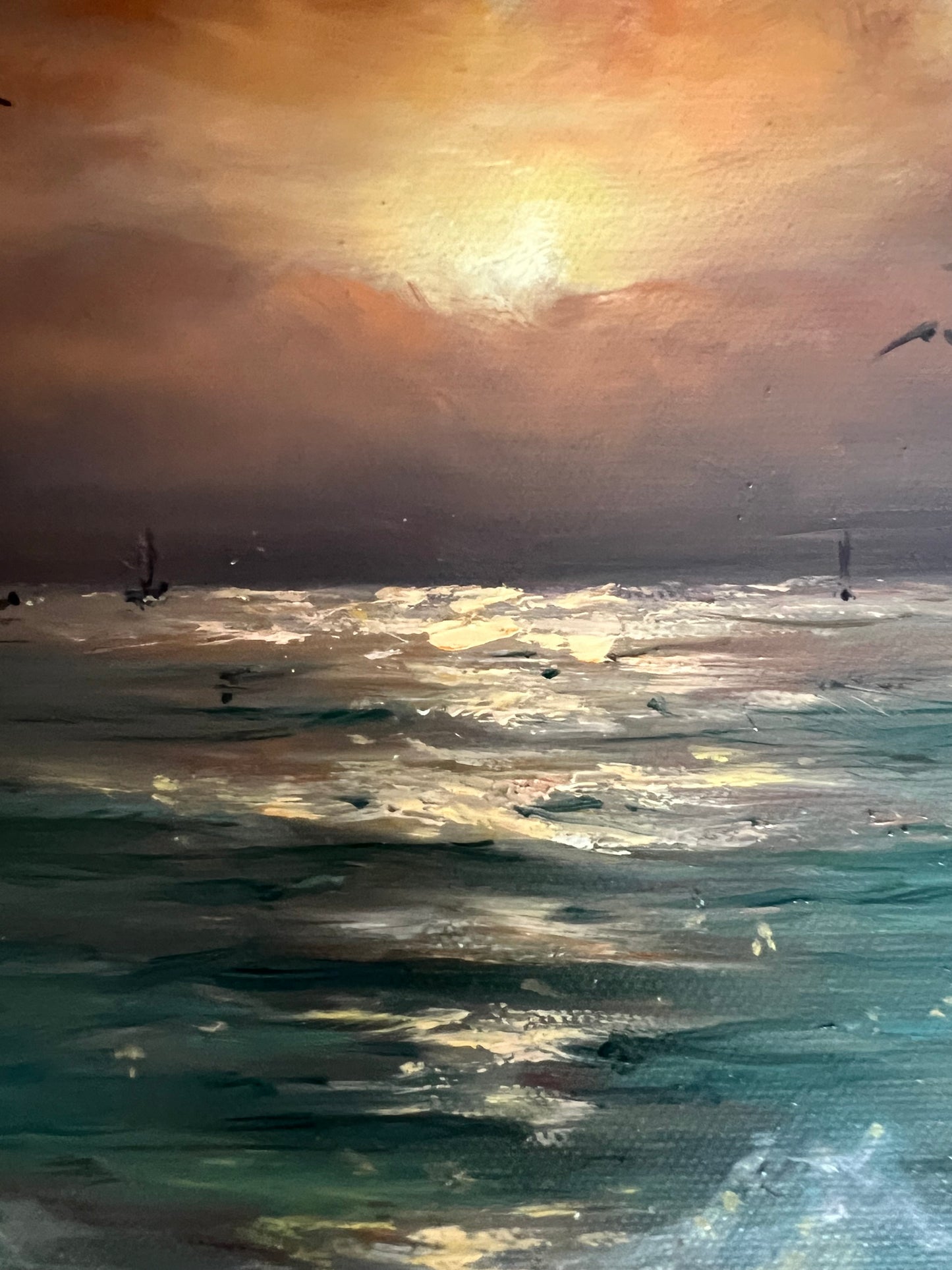 New Dawn, 30x22 cm, original seascape oil painting