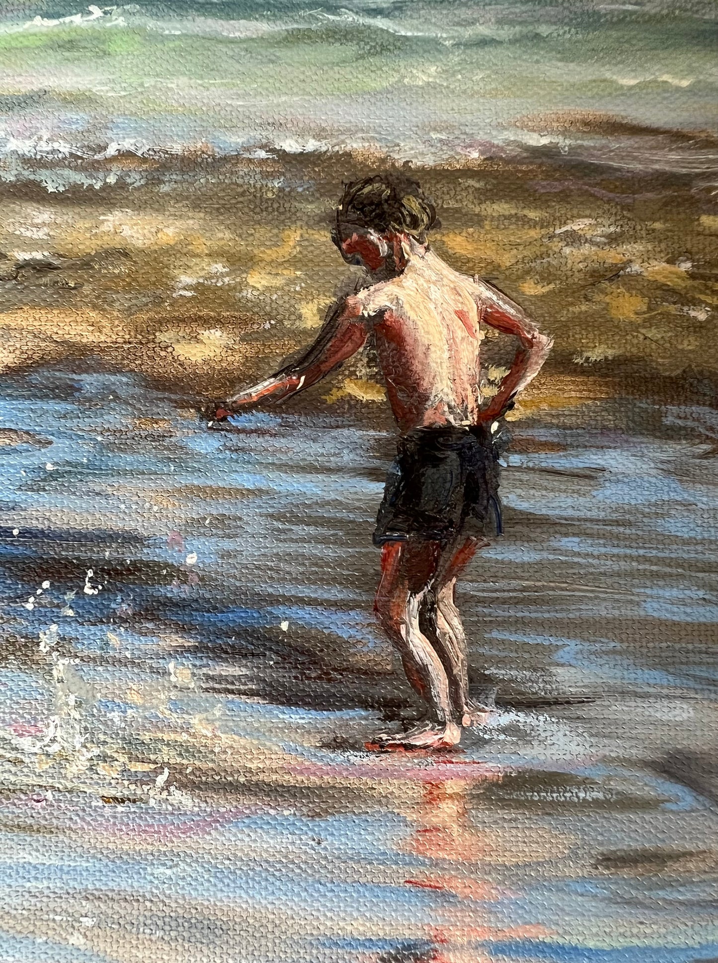 Dancing with Seagulls, 30x40cm, linen, original oil painting, seascape