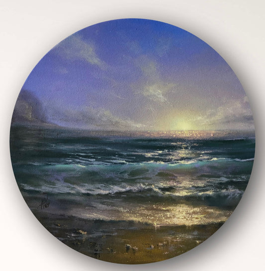 Moment to Remember, 25x25 cm, original oil painting, seascape