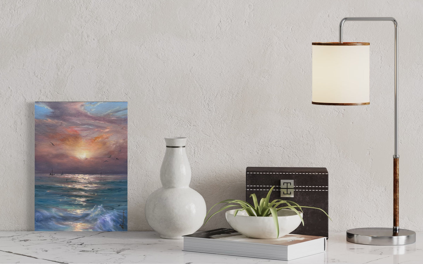 New Dawn, 30x22 cm, original seascape oil painting