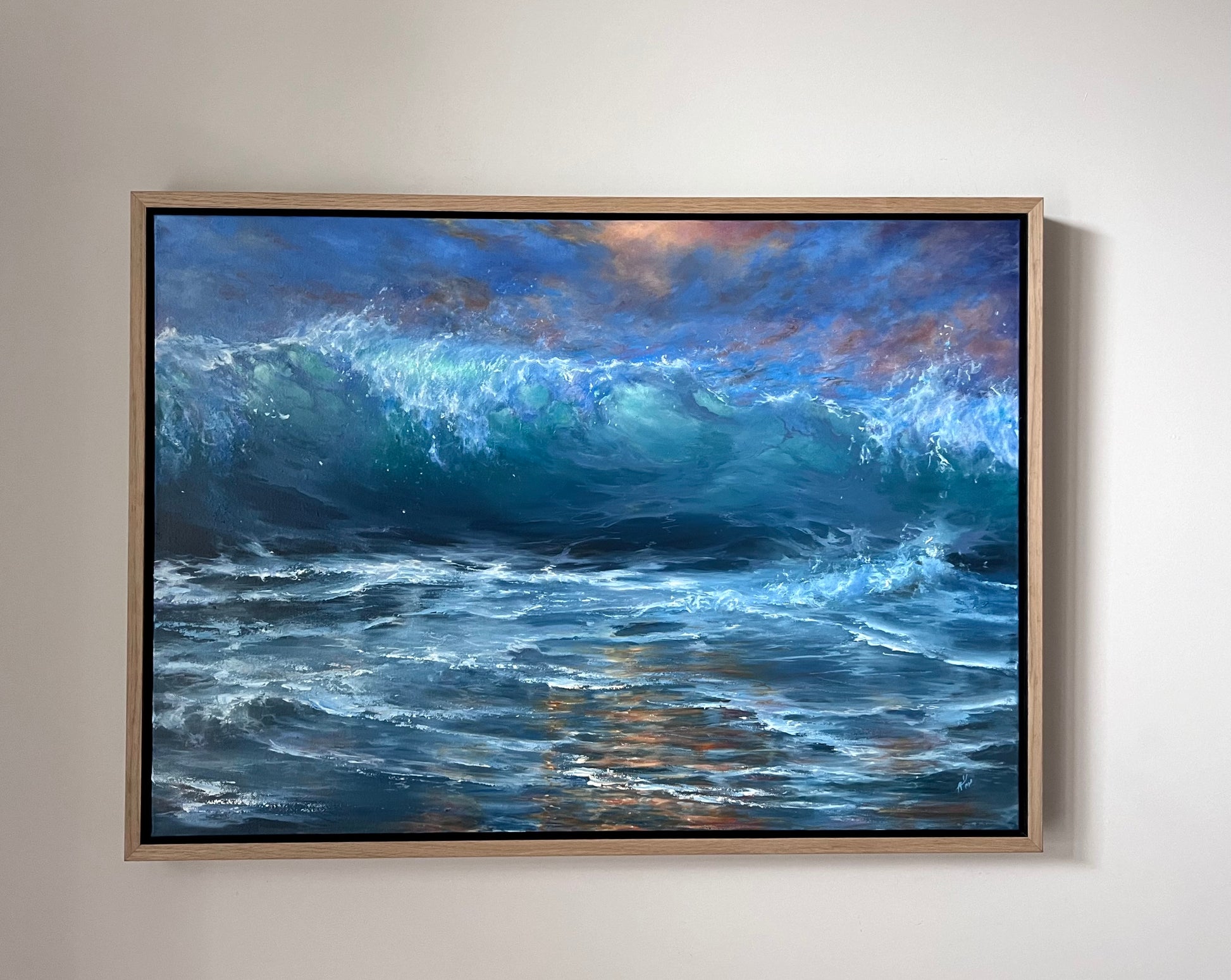 framed ocean oil painting