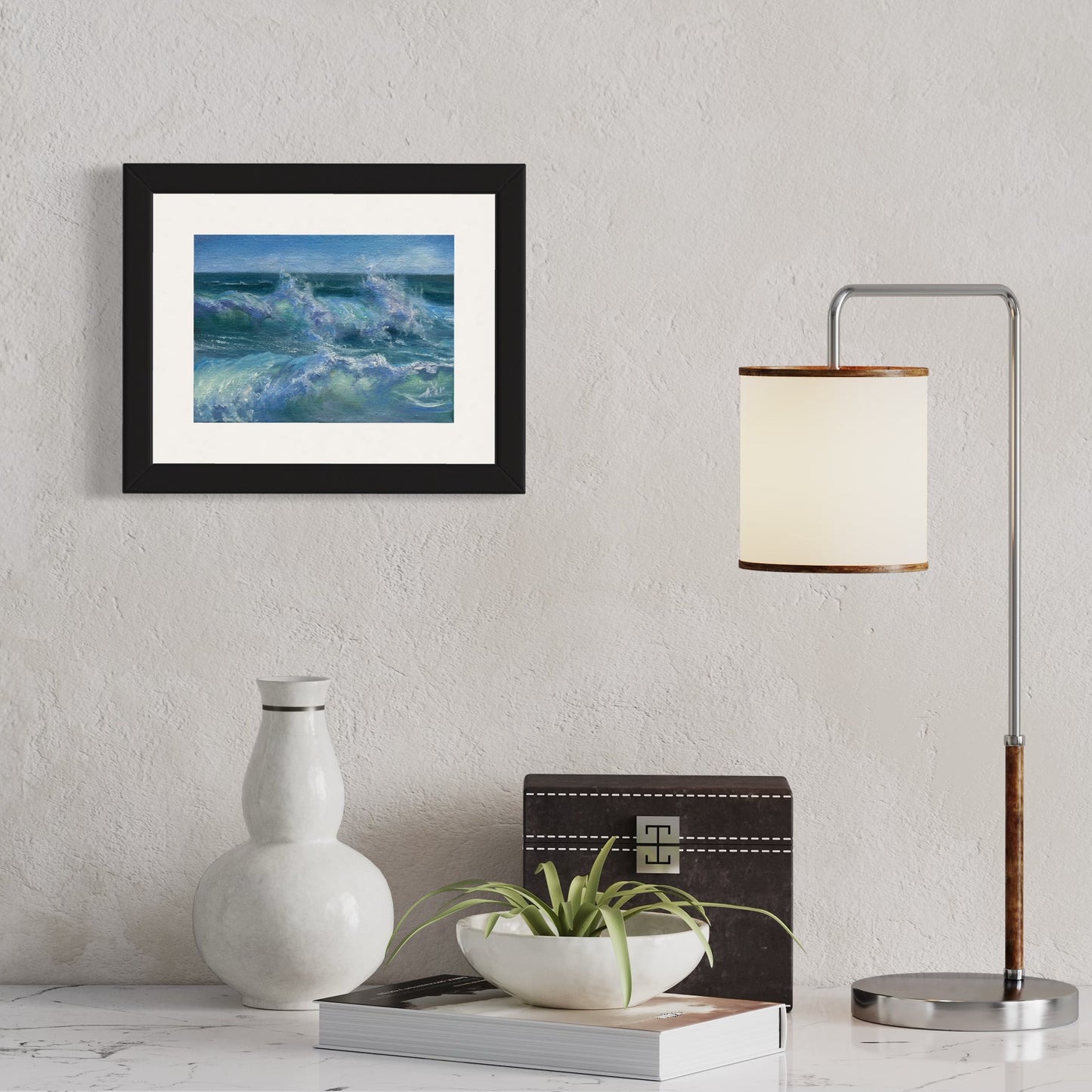 Racing Waves, 13x18 cm, original seascape oil painting