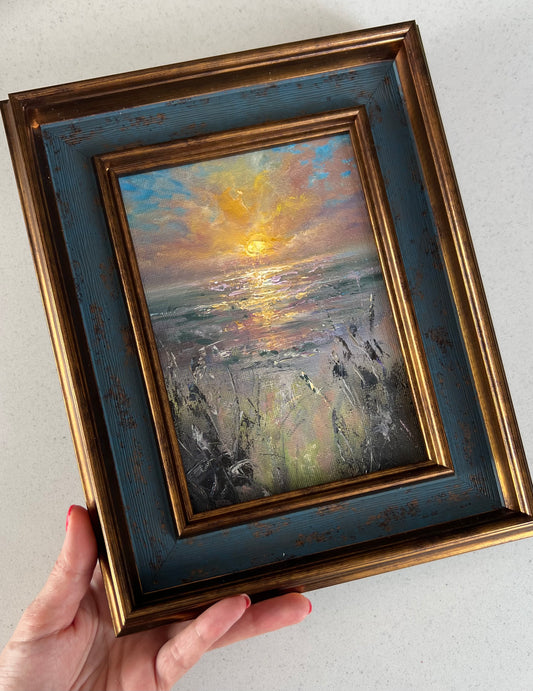 Wonder of Light, 13x18 cm, original seascape oil painting