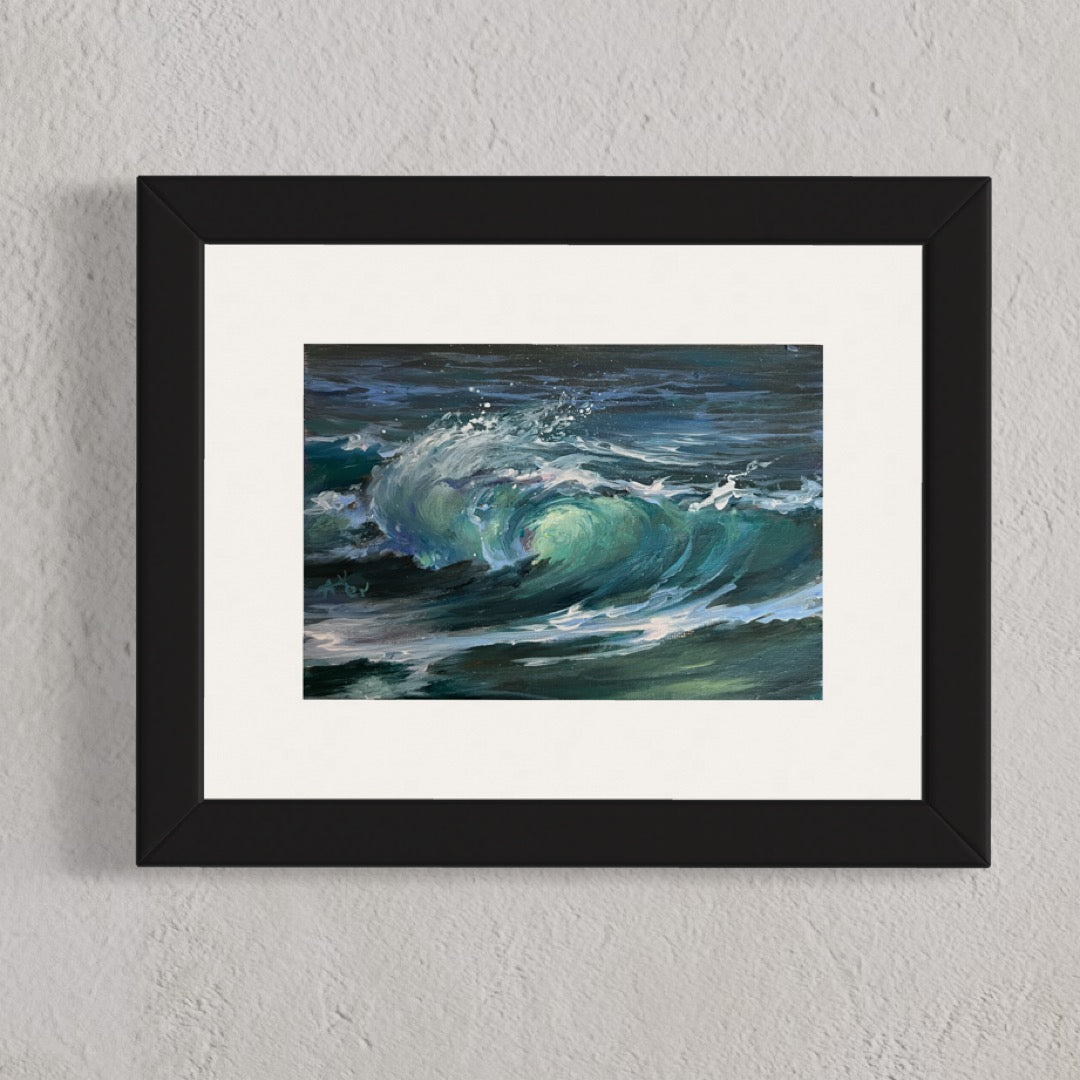 Rolling Home, 13x18 cm, original seascape oil painting