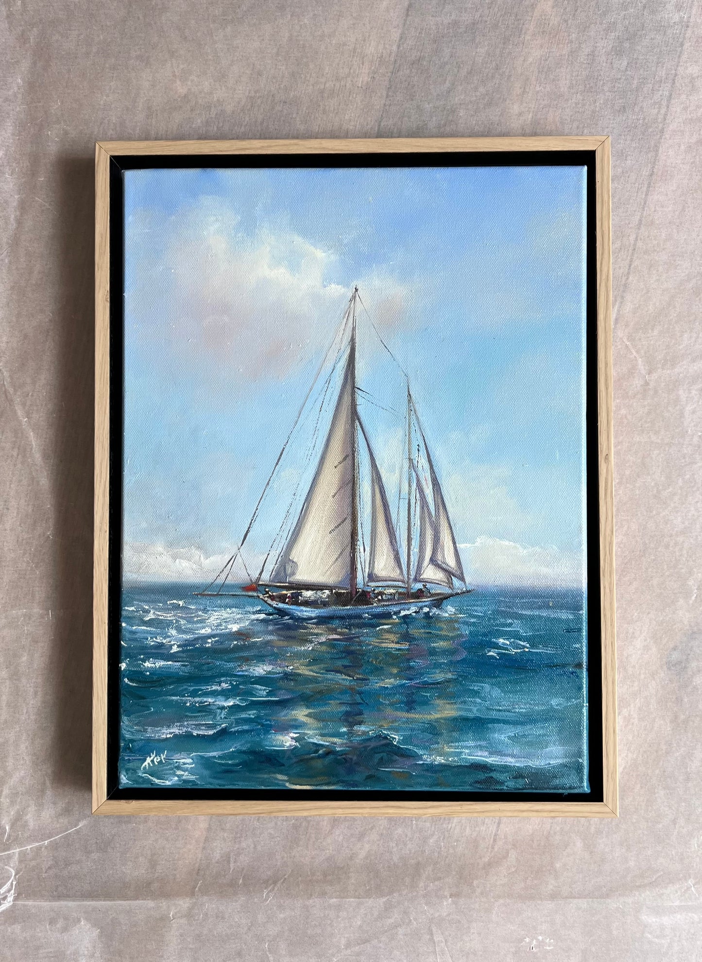 Off she goes, 30x40 cm, original oil painting, seascape