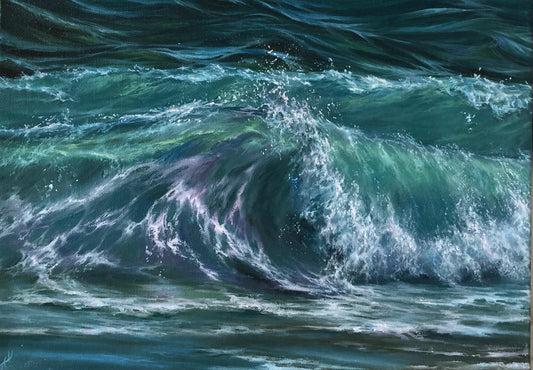 Midsummer Surf, 30x42 cm, original oil painting, seascape