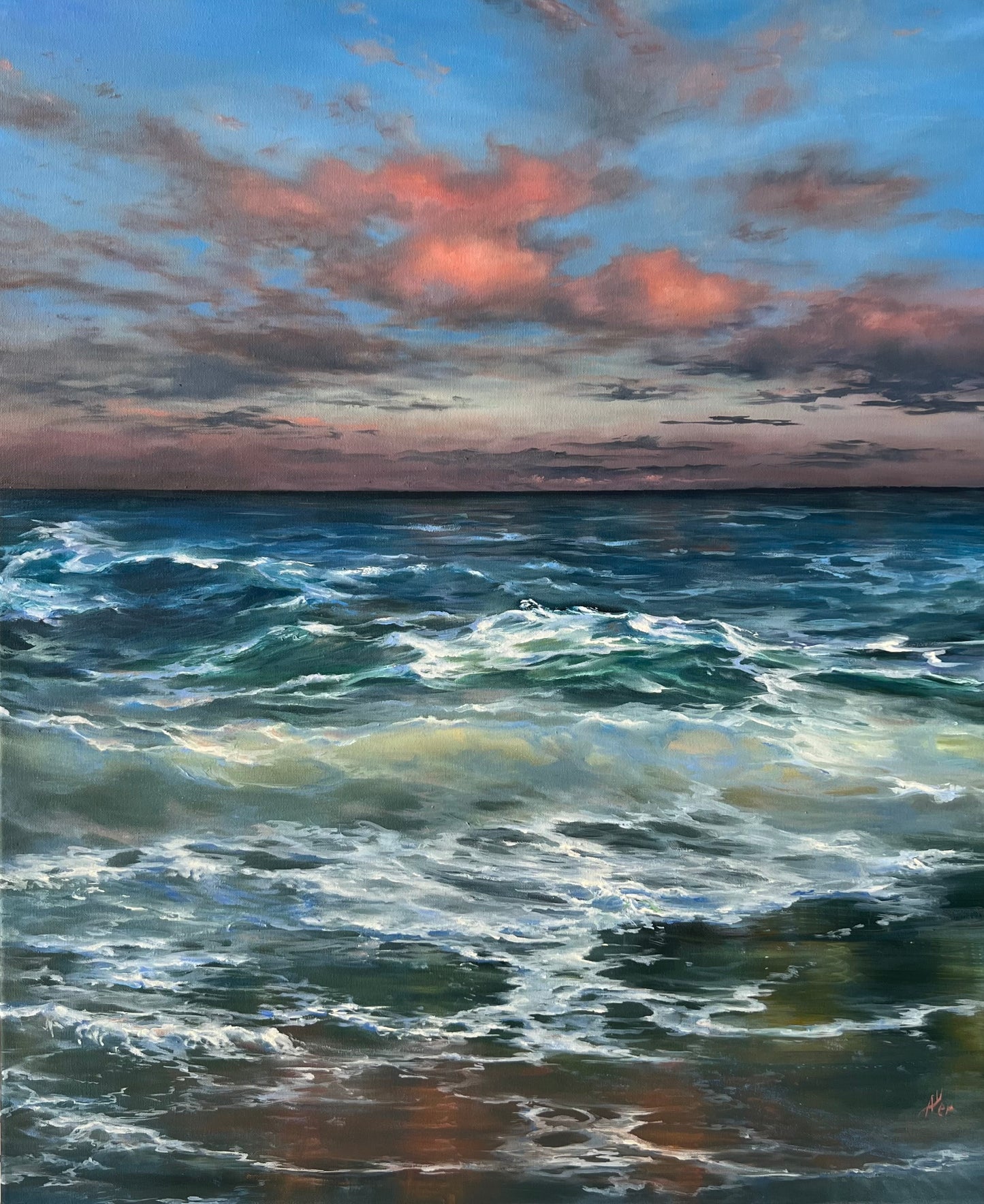 My Happy Place, 50x60 cm, original oil ocean painting