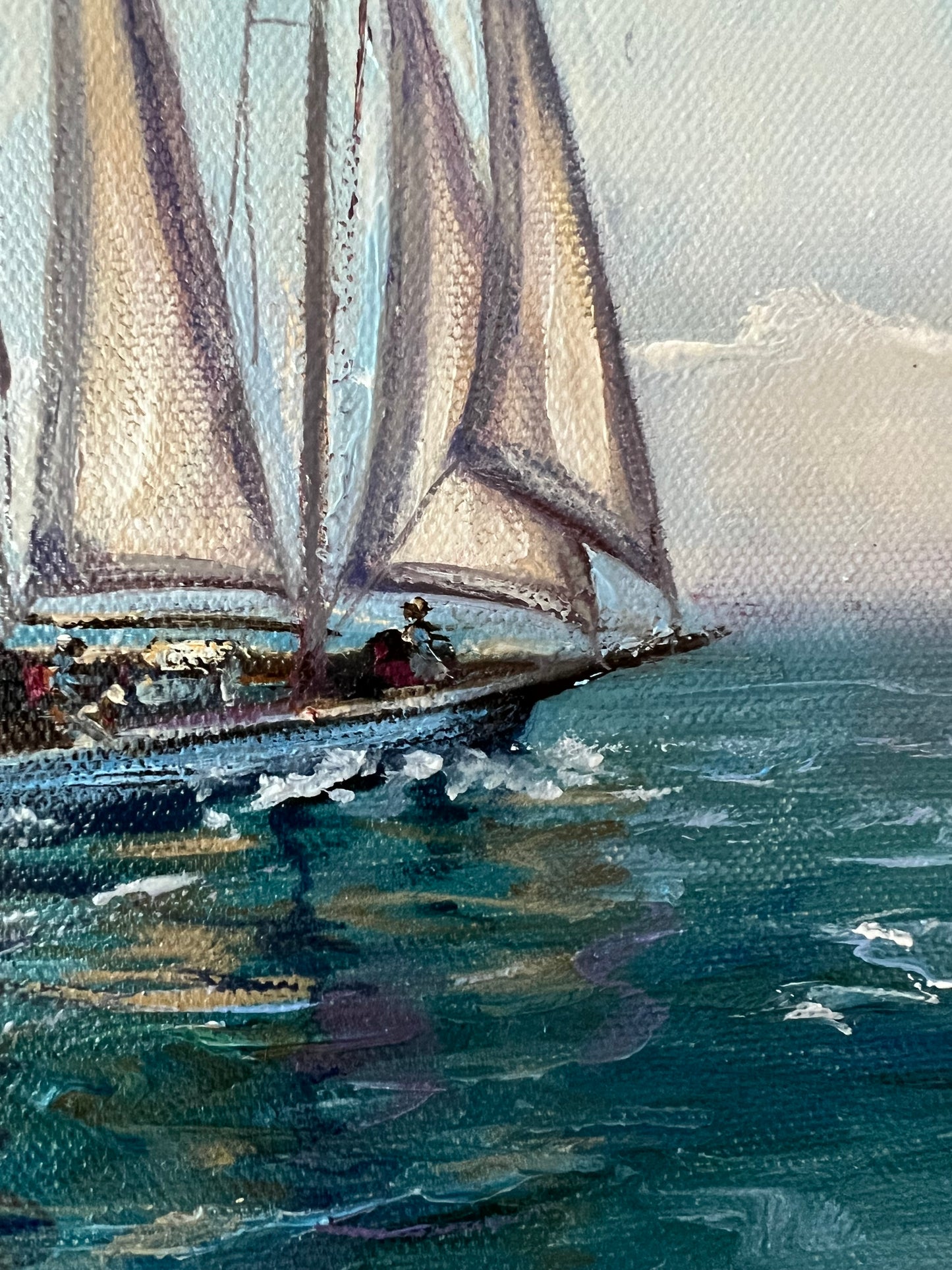 Off she goes, 30x40 cm, original oil painting, seascape