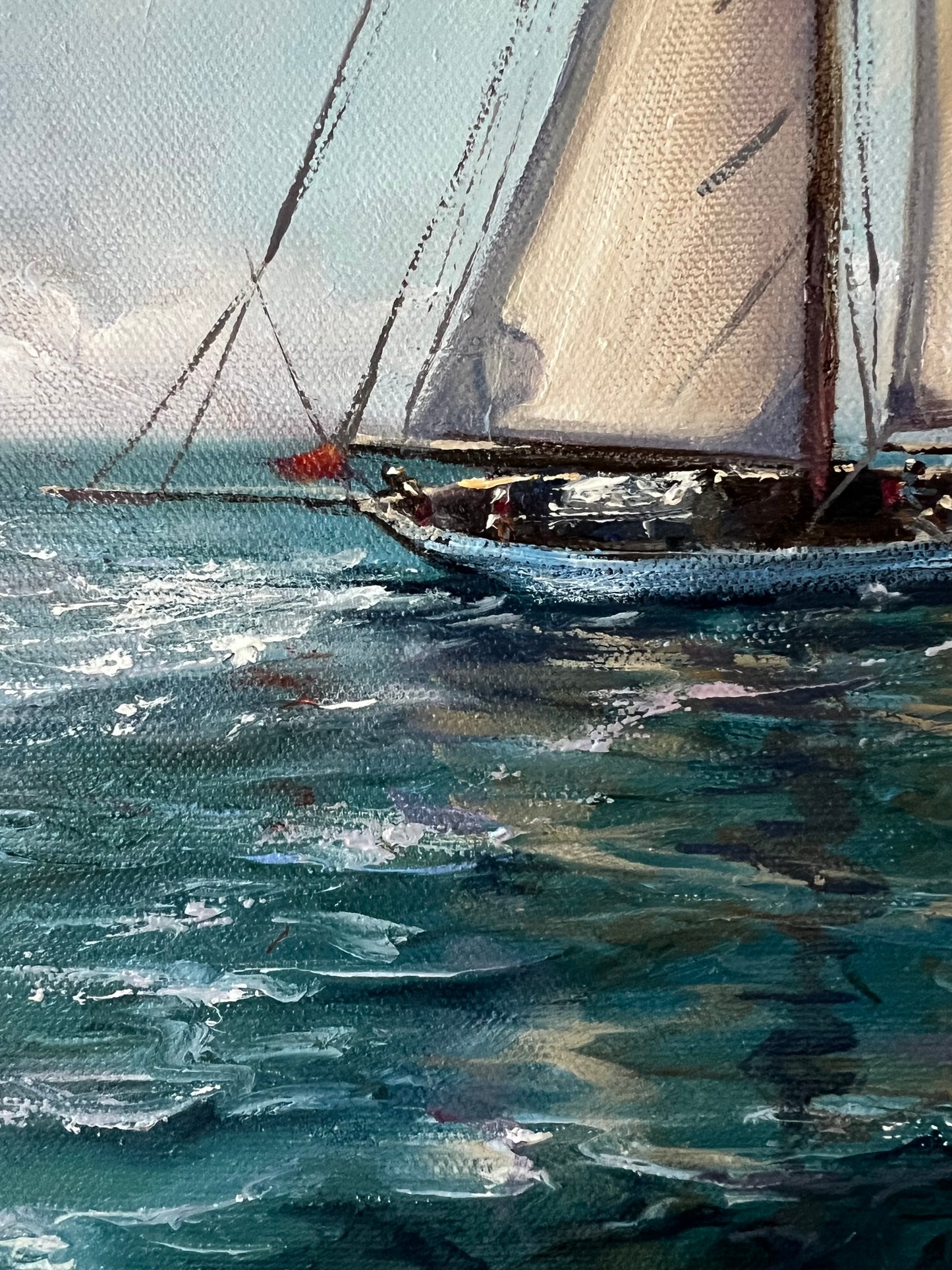 Off she goes, 30x40 cm, original oil painting, seascape