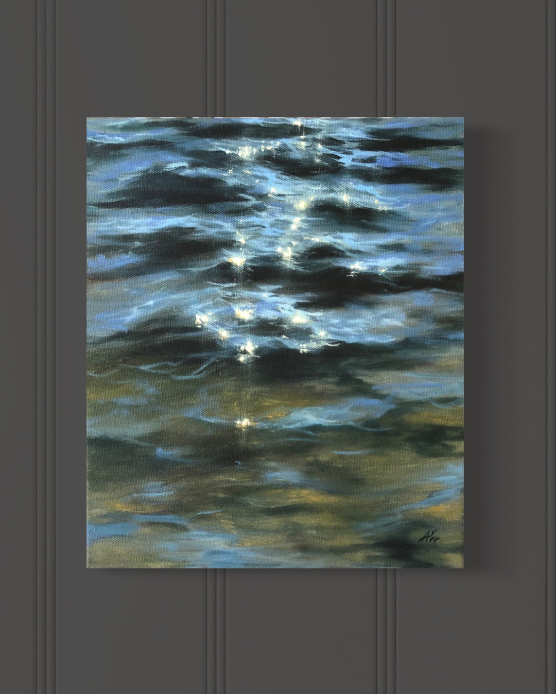 Sun-kissed, original oil painting, seascape